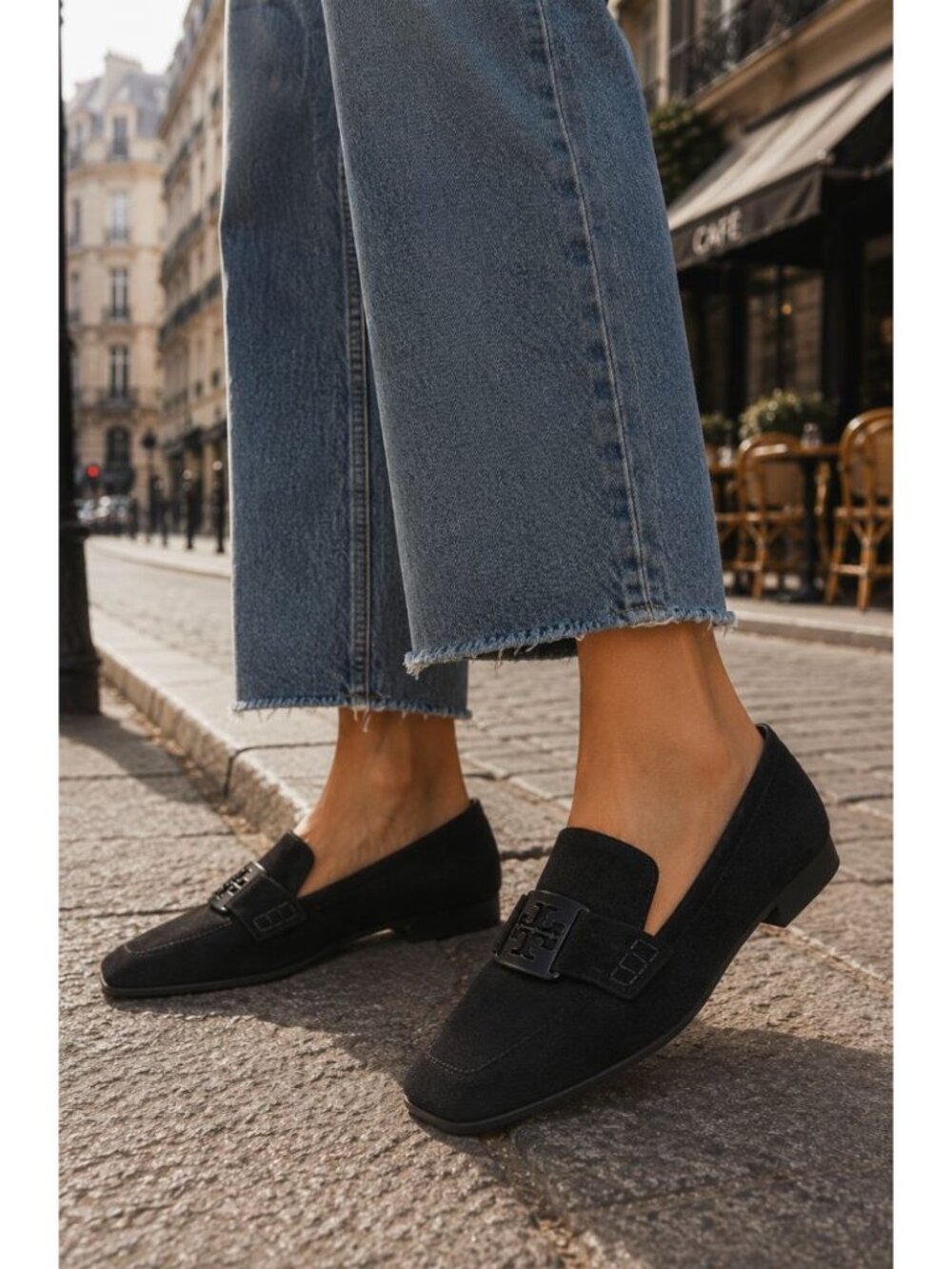 Tory Burch Georgia Loafers in Perfect Black Suede Size 7.5 Old Money Chic